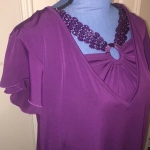 Purple Blouse w/ Decorated Neckline| Georgia Rylie